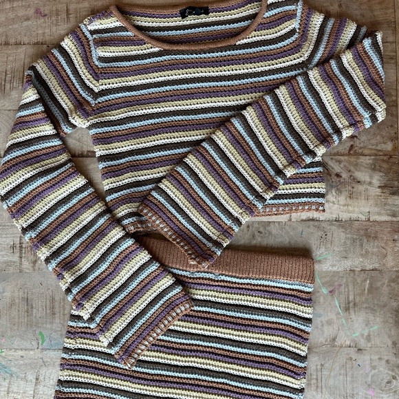 NWOT Fading Light Striped Crochet Sweater Set - Picture 8 of 11